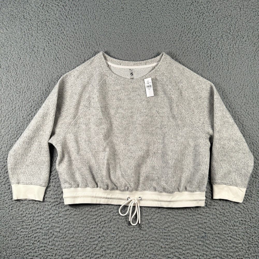 Lou & Grey Cozy Textured Sweatshirt Womens 2XL Heather Gray Drawstring‎ NWT